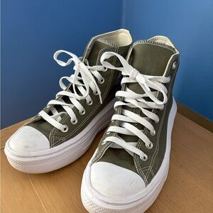 Converse Olive High-Tops with White Accents